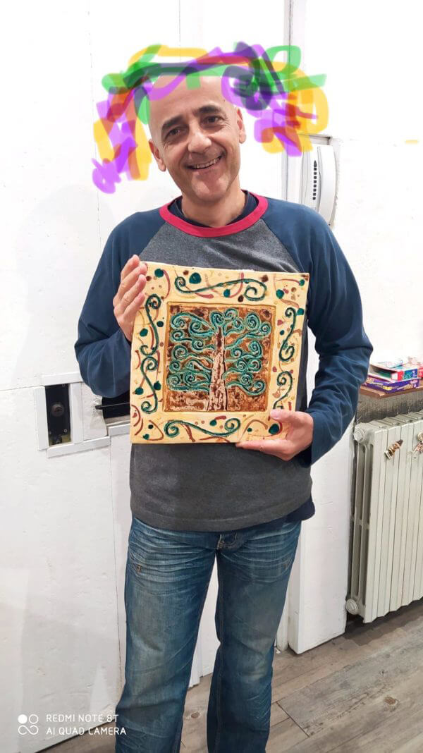 Grande "Formella Albero della Vita" in ceramica, cm.30xcm.30