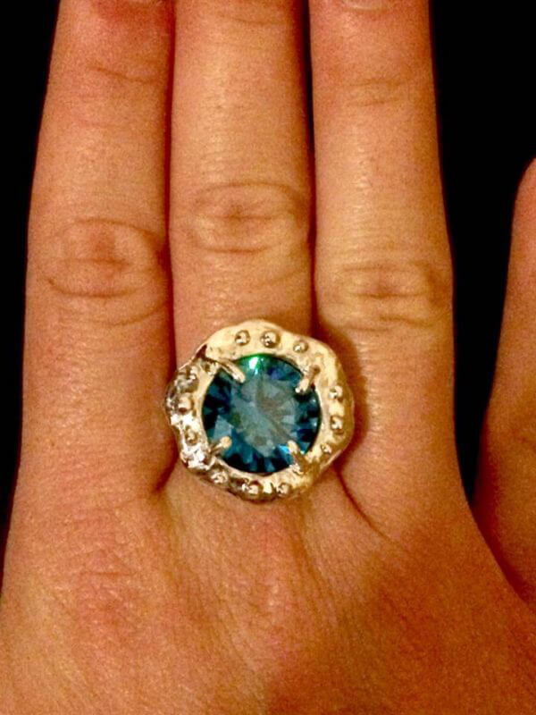 Anello in Argento925 e Zircone Blu zaffiro - immagine 4