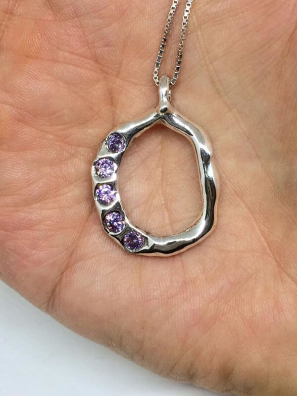 Collana " Irregolare" in Argento 925 e Ametiste - immagine 2