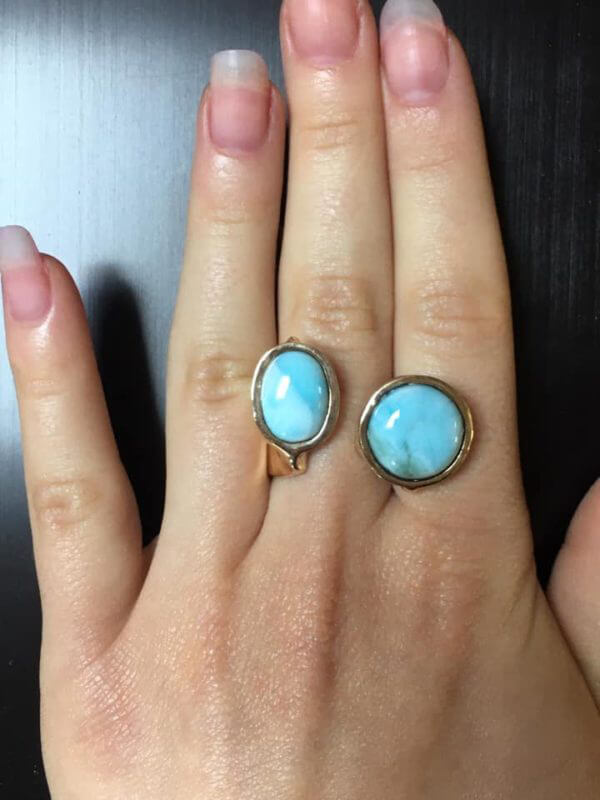 Anello in Argento 925 e Larimar. Disegnato da Giada. - immagine 9