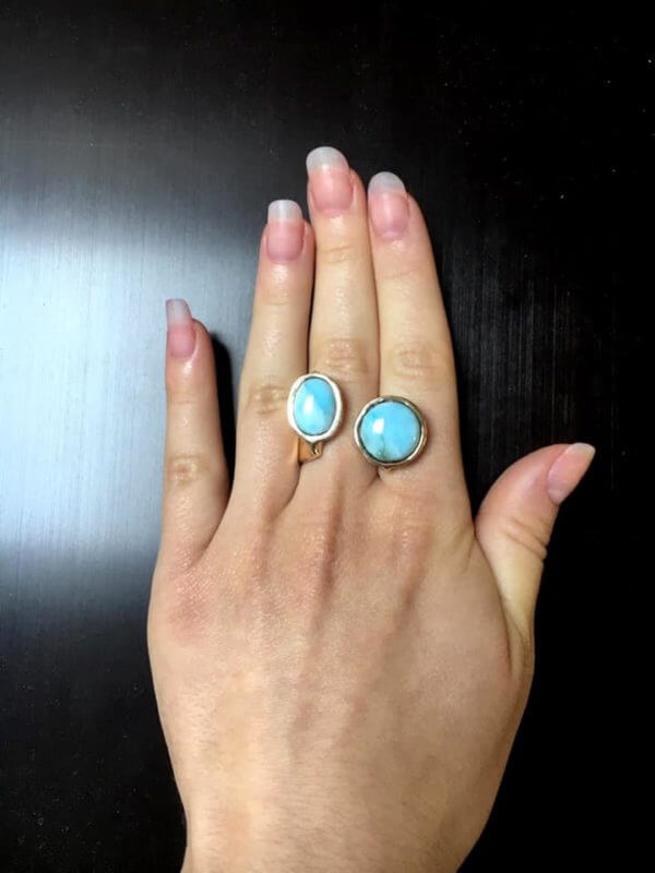 Anello in Argento 925 e Larimar. Disegnato da Giada. - immagine 8