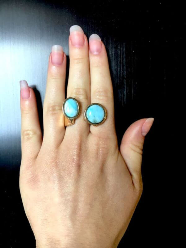 Anello in Argento 925 e Larimar. Disegnato da Giada. - immagine 7