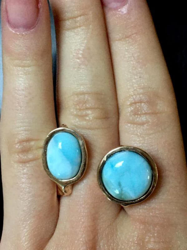 Anello in Argento 925 e Larimar. Disegnato da Giada. - immagine 5