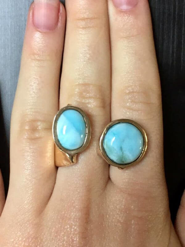 Anello in Argento 925 e Larimar. Disegnato da Giada. - immagine 4