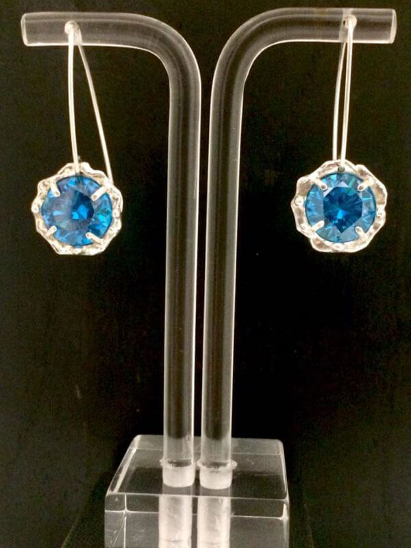 Orecchini "Fiore" in Argento 925 e Cristallo Zaffiro