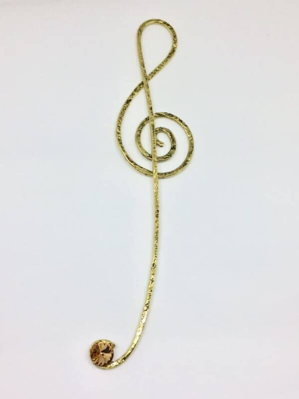 Segnalibro "Chiave di violino" con cristallo Swarovski nel ricciolo