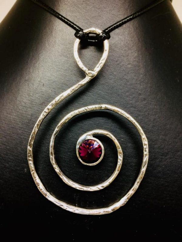 Spirale in Argento925 martellata...Amorevolmente pero'...e cristallo Swarovski - immagine 5