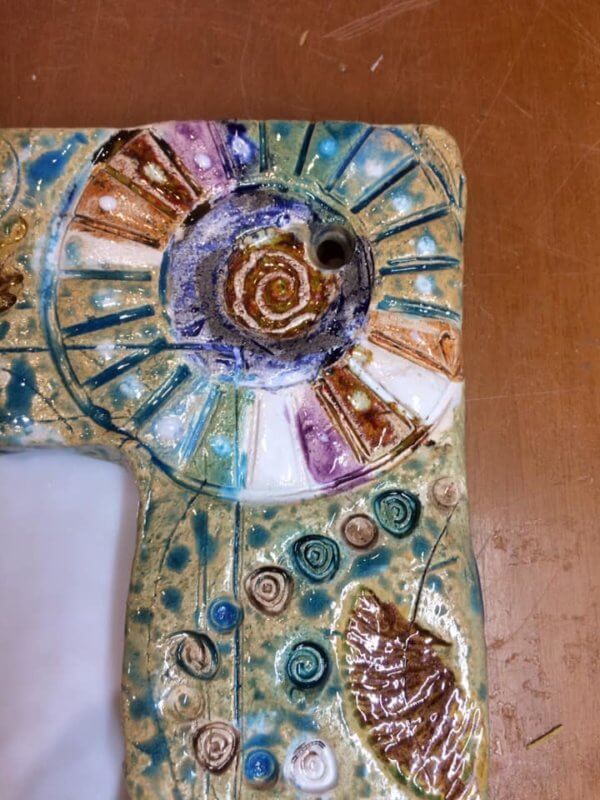 Portafoto in ceramica che diventa specchio. Cm.30xcm.30 - immagine 3