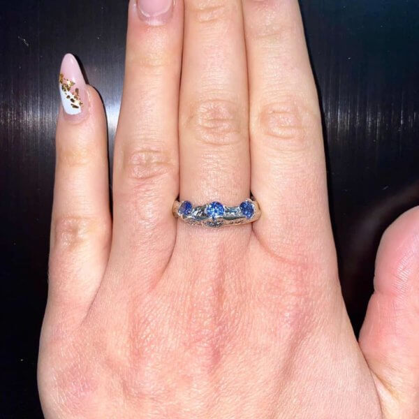 Anello in Argento 925 e cristalli blu