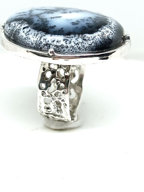 Anello in Argento 925 e Agata Dendritica