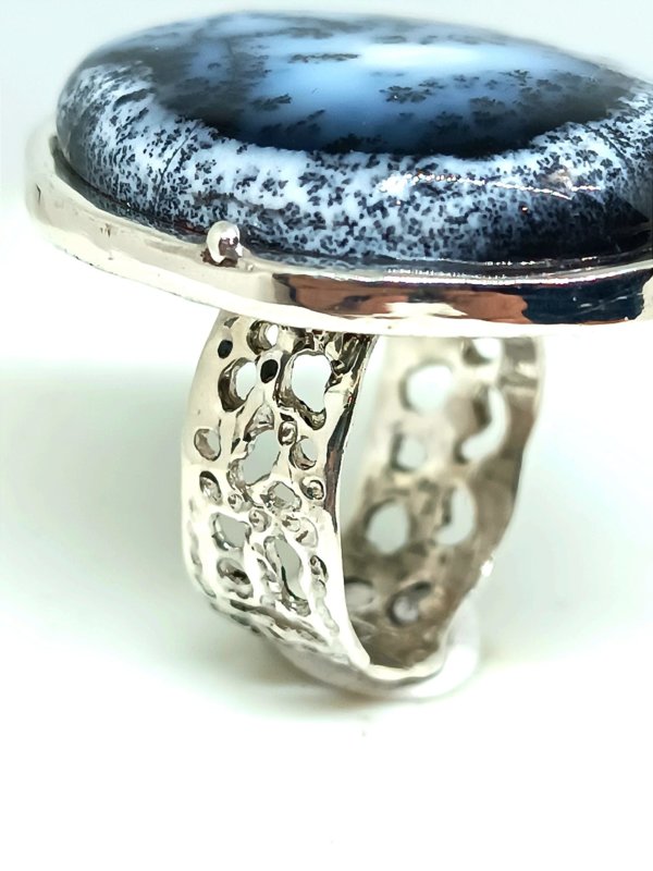 Anello in Argento 925 e Agata Dendritica - immagine 2