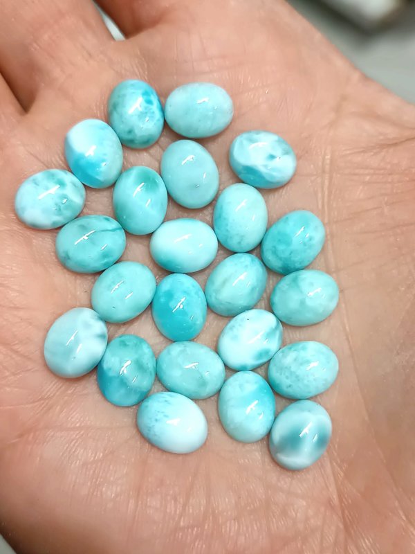 Orecchini a perno in ottone e pietra Larimar - immagine 3