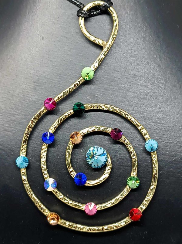 Spirale in ottone e Swarovski