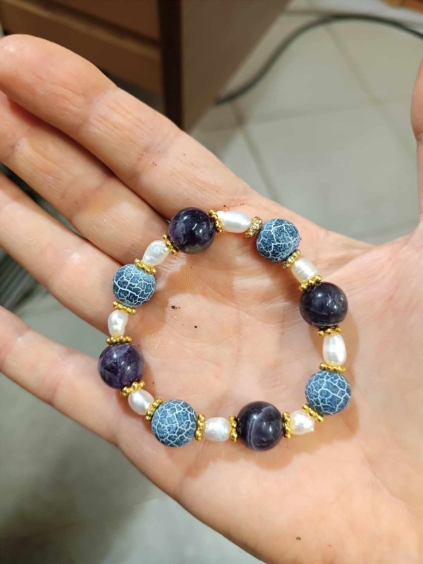 Magia della pietra Ametista, Agata e perle di acqua dolce - immagine 2
