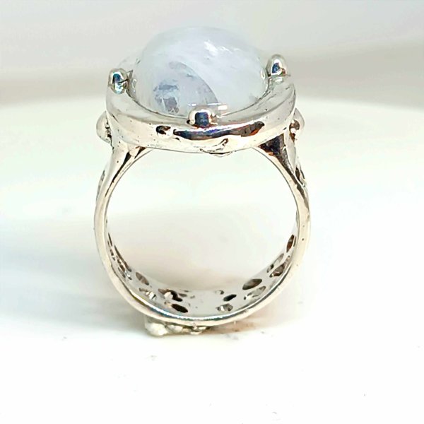 Anello in Argento 925 e labradorite bianca - immagine 6