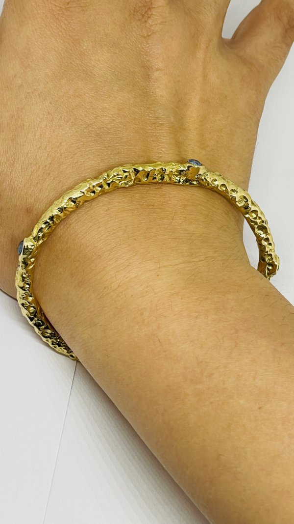 Bracciale in ottone e zirconia cubica, realizzato con la tecnica della sabbia - immagine 17