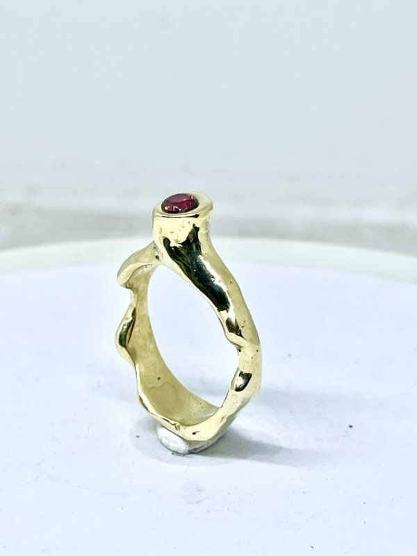 Anello in ottone e zirconia cubica rossa, a richiesta altri colori. - immagine 7