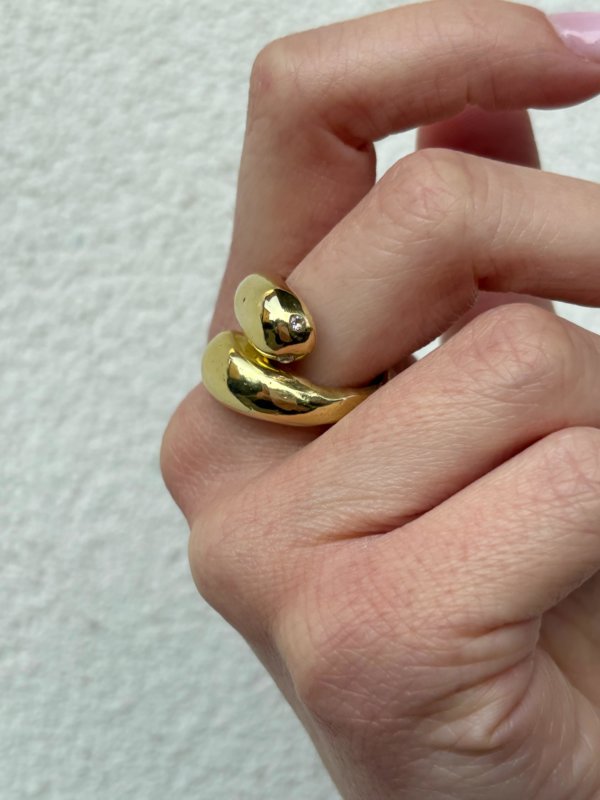 Anello in ottone e zirconia cubica, realizzato con la tecnica della fusione con la sabbia colori e misura a richiesta - immagine 5
